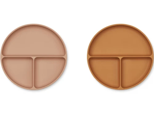 Liewood dark rose mustard mix tallerken Harvey silikone (2-pack)